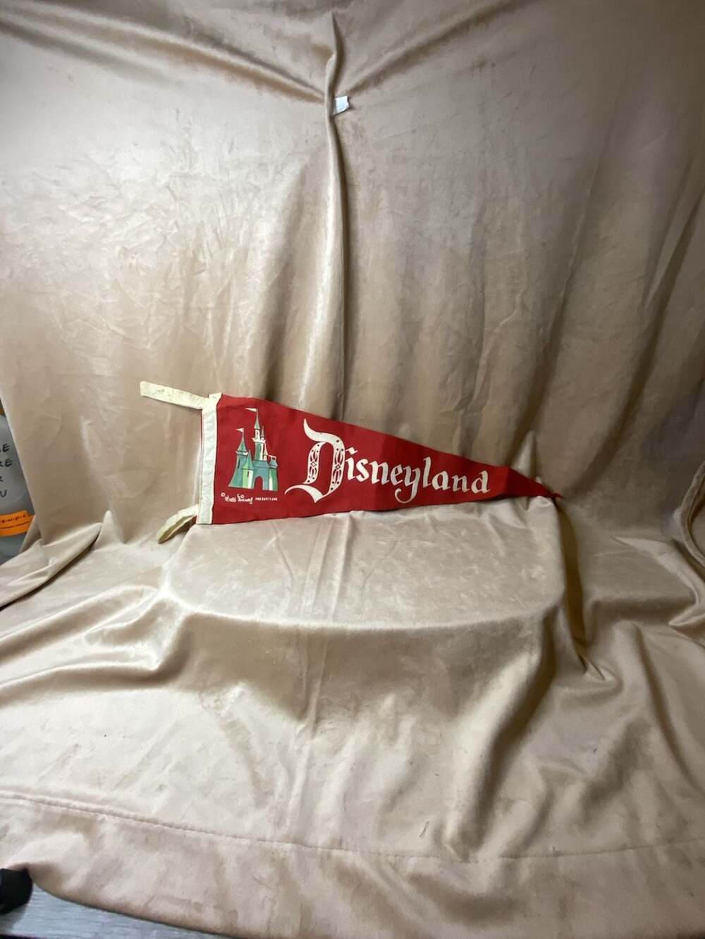 Vintage Disneyland Walt Disney Productions Felt Pennant with Castle Graphic